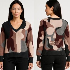 Skull Cashmere Cayenne V-Neck Camo Cashmere Sweater XS